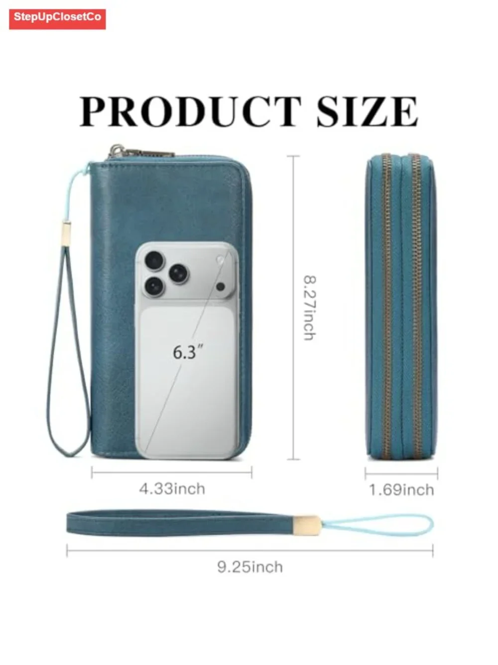 Wristlet Wallet for Women RFID Blocking Vegan Leather Zip Around Clutch
